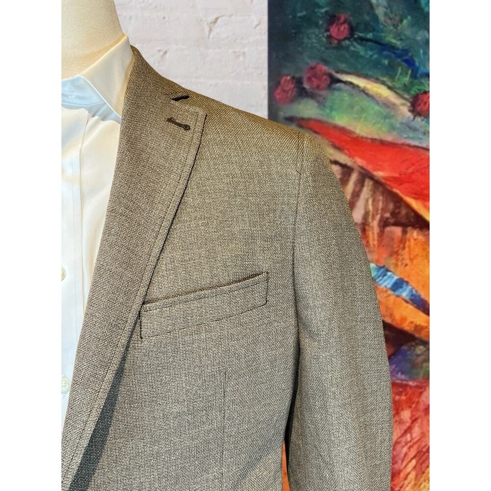 Creameuix Collection L 42R Tan Hopsack Unlined Casual Weekender Blazer Note - Picture 4 of 16